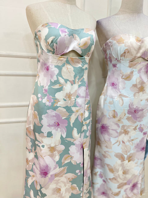 Women Hollow Out Padded Tube Side Slit Dresses